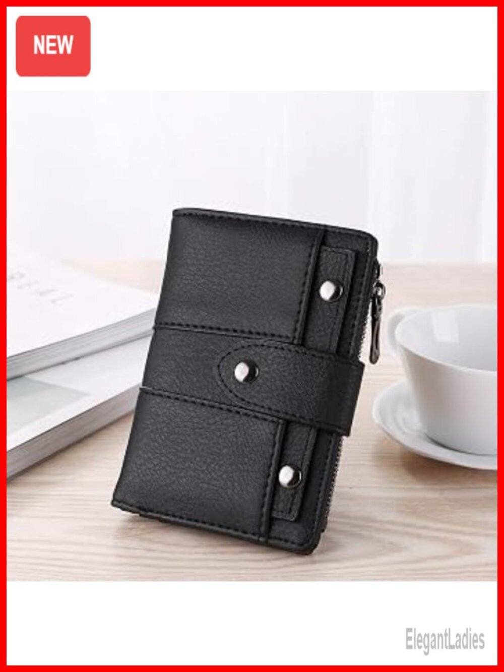 RFID Blocking Bifold Wallet with Zipper Coin Pocket Faux Leather